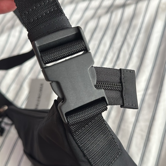 BALENCIAGA  Wheel Sling Embroidered Canvas Shoulder Bag - Black w/ pink - Picture 6 of 12